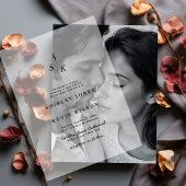 Minimalistische Leaf Monogram Modern Wedding Vellum Uitnodigingen