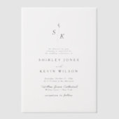 Minimalistische Leaf Monogram Modern Wedding Vellum Uitnodigingen (Voorkant)