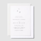 Minimalistische Leaf Monogram Modern Wedding Vellum Uitnodigingen (Offset)