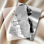 Minimalistische Leaf Monogram Wedding Save the Dat Vellum Uitnodigingen