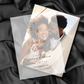 Minimalistische Leaf Monogram Wedding Save the Dat Vellum Uitnodigingen