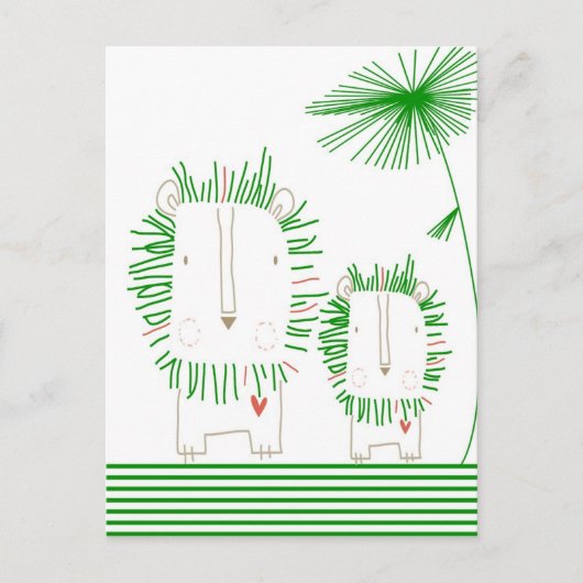 Minimalistische leeuw - groen briefkaart (Voorkant)