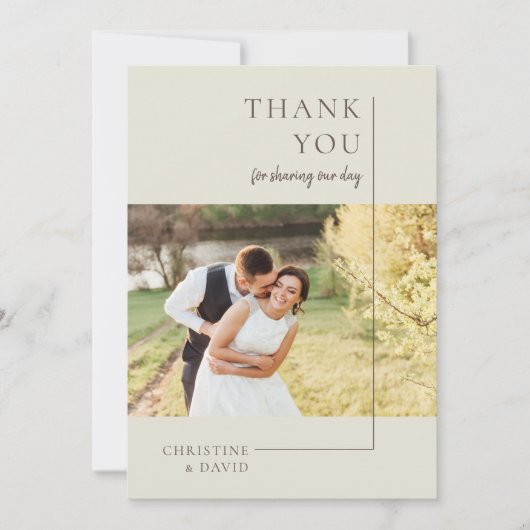 Minimalistische legant Dank u Kaart voor bruiloft (Voorkant)