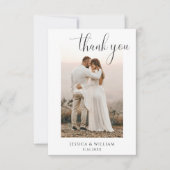 Minimalistische legante foto-bruiloft Hartelijk da Bedankkaart (Voorkant)