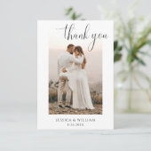 Minimalistische legante foto-bruiloft Hartelijk da Bedankkaart (Staand voorkant)