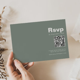 Minimalistische legante groene bruiloft RSVP-Kaart RSVP Kaartje