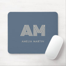 Minimalistische leiste blau en zandbeige monogram