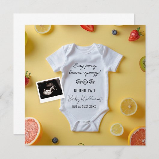 Minimalistische Lemmon 2e Baby aankondiging (Voorkant / Achterkant)