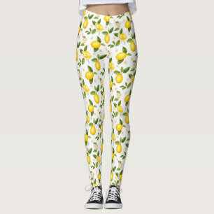 Minimalistische Lemon en Flower Waterverf Leggings