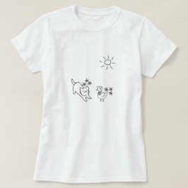 Minimalistische Lente Kat T-shirt