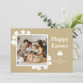 Minimalistische lente Pasen gepersonaliseerde gezi Feestdagenkaart (Staand voorkant)