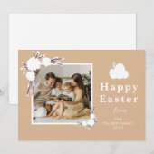 Minimalistische lente Pasen gepersonaliseerde gezi Feestdagenkaart (Voorkant / Achterkant)