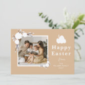 Minimalistische lente Pasen gepersonaliseerde gezi Feestdagenkaart (Staand voorkant)