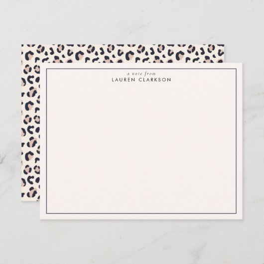 Minimalistische Leopard Print Border Note Kaart (Voorkant / Achterkant)