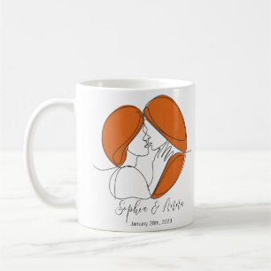 Minimalistische Lesbische Kiss Line Art Gepersonal Koffiemok