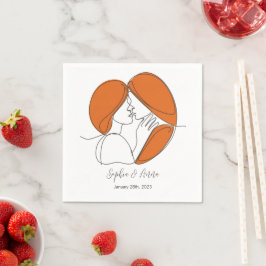 Minimalistische Lesbische Kiss Line Art Gepersonal Servet