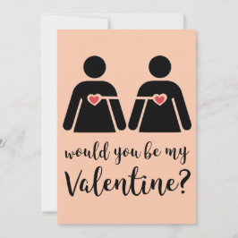 Minimalistische Lesbische LBGTQ+ Valentijnsdag Kaa Feestdagenkaart