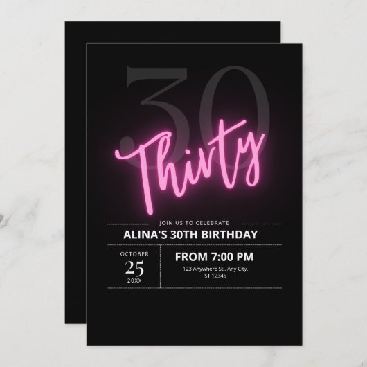 Minimalistische Let's Celebrate Uitnodiging 30ste  (Voorkant / Achterkant)