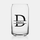 Minimalistische letter D Monogram en aangepaste na Blikvorm Glas (Voorkant)