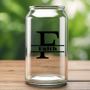 Minimalistische letter F Monogram en aangepaste na Blikvorm Glas