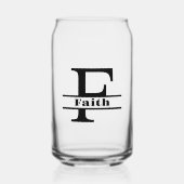 Minimalistische letter F Monogram en aangepaste na Blikvorm Glas (Voorkant)