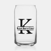 Minimalistische letter K Monogram en aangepaste na Blikvorm Glas (Voorkant)