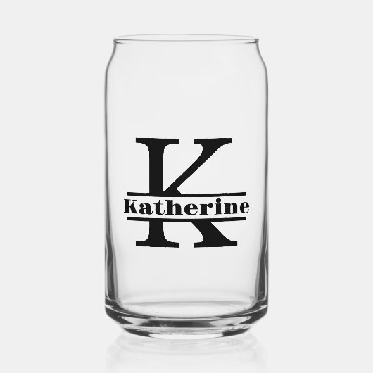 Minimalistische letter K Monogram en aangepaste na Blikvorm Glas (Voorkant)