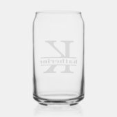 Minimalistische letter K Monogram en aangepaste na Blikvorm Glas (Achterkant)