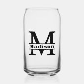 Minimalistische letter M Monogram en aangepaste na Blikvorm Glas (Voorkant)