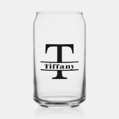 Minimalistische Letter T Monogram en aangepaste na Blikvorm Glas (Voorkant)