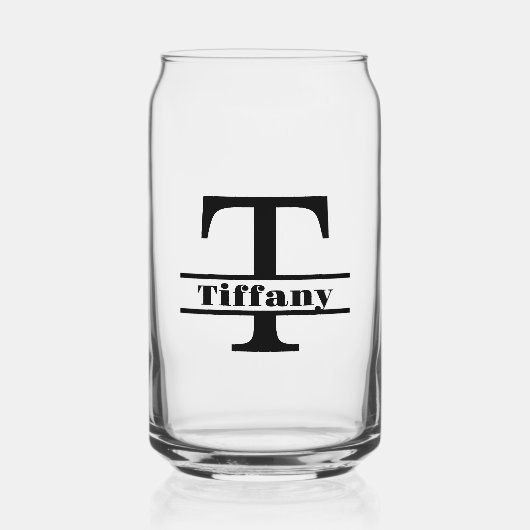 Minimalistische Letter T Monogram en aangepaste na Blikvorm Glas (Voorkant)