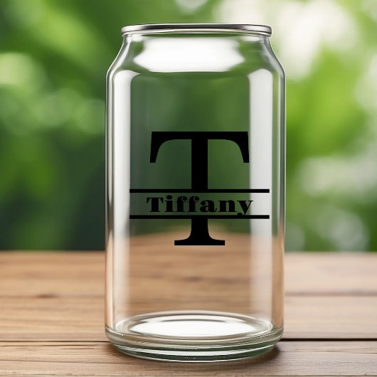 Minimalistische Letter T Monogram en aangepaste na Blikvorm Glas