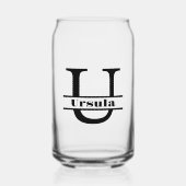 Minimalistische Letter U Monogram en aangepaste na Blikvorm Glas (Voorkant)