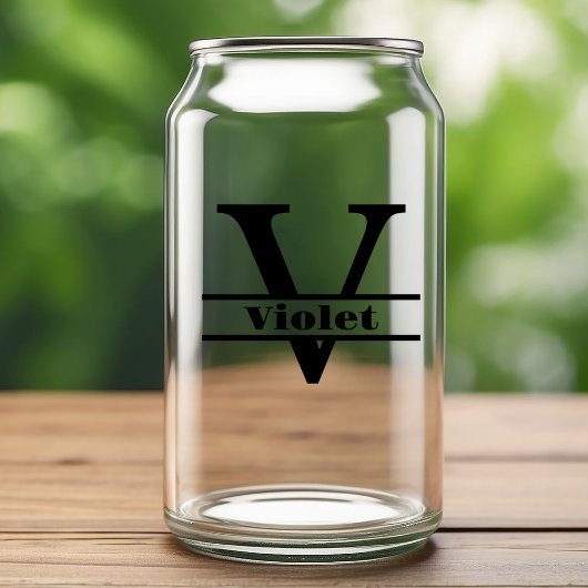 Minimalistische Letter V Monogram en aangepaste na Blikvorm Glas