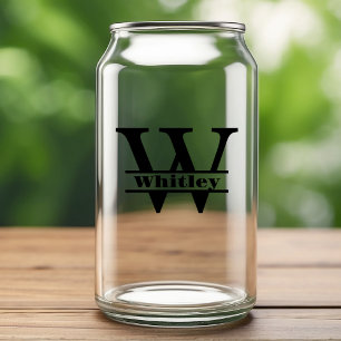 Minimalistische letter W Monogram en aangepaste na Blikvorm Glas