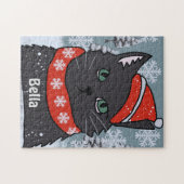 Minimalistische Leuke Vakantie Zwarte Kat met een  Legpuzzel (Horizontaal)