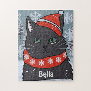 Minimalistische Leuke Vakantie Zwarte Kat met een  Legpuzzel