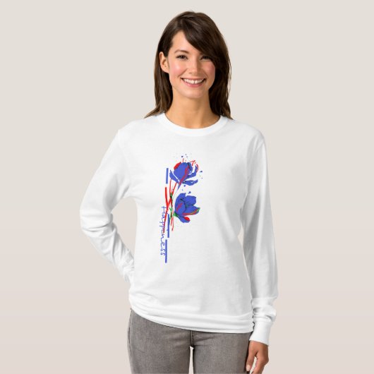 Minimalistische levendige bloem t-shirt (Voorkant volledig)