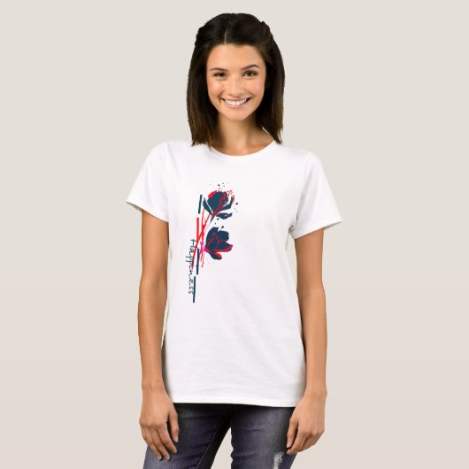 Minimalistische Levendige Bloemen Van Geluk T-shirt (Voorkant volledig)