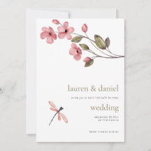 Minimalistische libel Wildflower QR Blue bruiloft