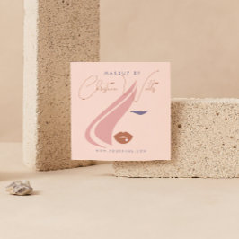 Minimalistische licht perzik roze make-up artist G Vierkante Visitekaartje