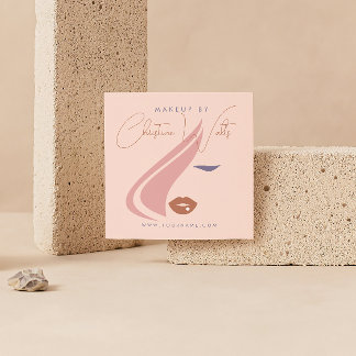 Minimalistische licht perzik roze make-up artist G Vierkante Visitekaartje