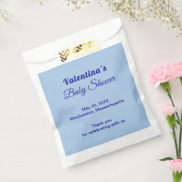 Minimalistische lichtblauwe babyshower typografie  bedankzakje