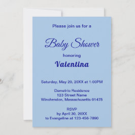 Minimalistische lichtblauwe babyshower typografie  kaart