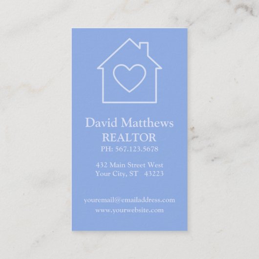 Minimalistische Lichtblauwe Makelaar Vastgoed Visitekaartje (Achterkant)