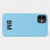 Minimalistische lichtblauwe monogram beginletters Case-Mate iPhone case (Achterkant (horizontaal))