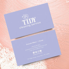 Minimalistische Lichtblauwe Schoonmaakdienst Aange Visitekaartje