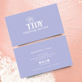 Minimalistische Lichtblauwe Schoonmaakdienst Aange Visitekaartje