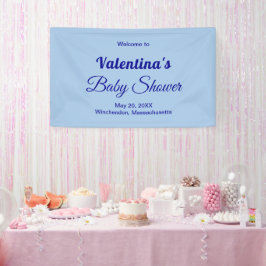 Minimalistische lichtblauwe typografie baby shower spandoek