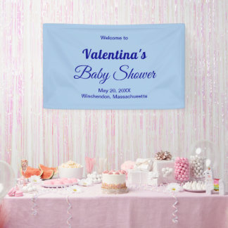 Minimalistische lichtblauwe typografie baby shower spandoek